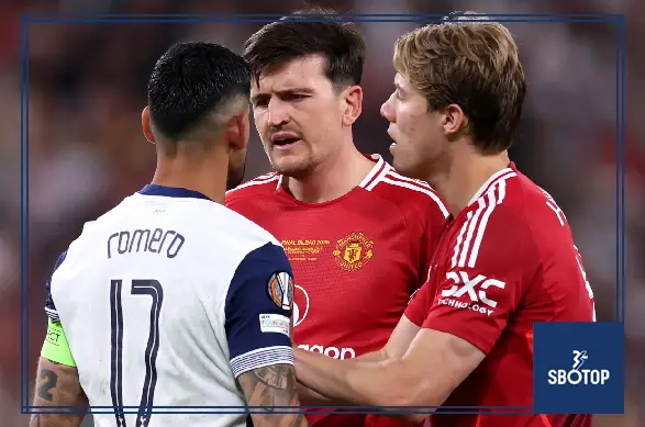 SBOTOP Tempers Flare: Harry Maguire Clashes with Cristian Romero After Man Utd's Europa League Final Loss